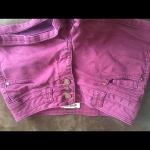 Maroon Jean Shorts